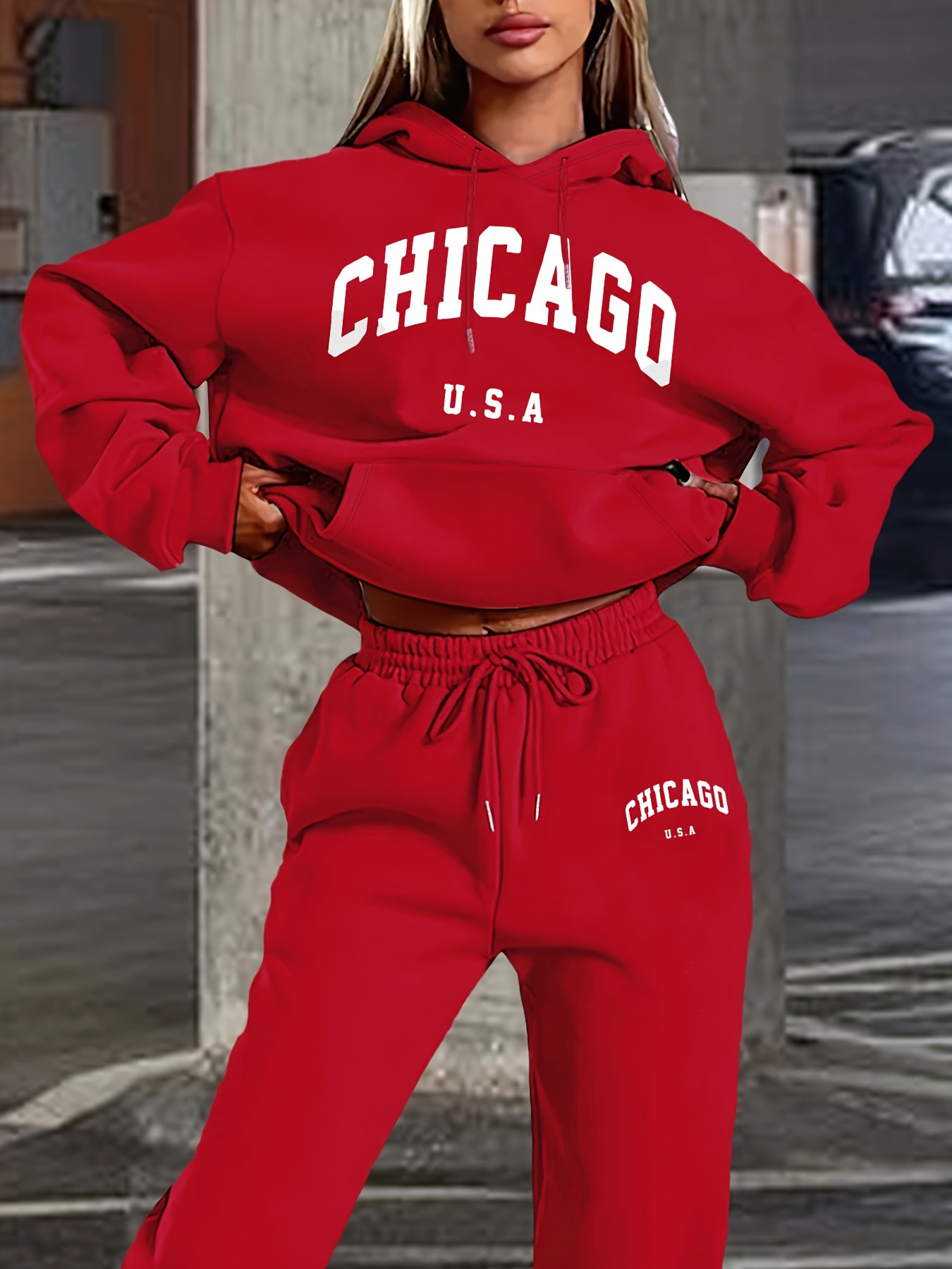 Street Fashion Chicago - Women's Autumn/Winter Hoodie+Sports Pants Set Street