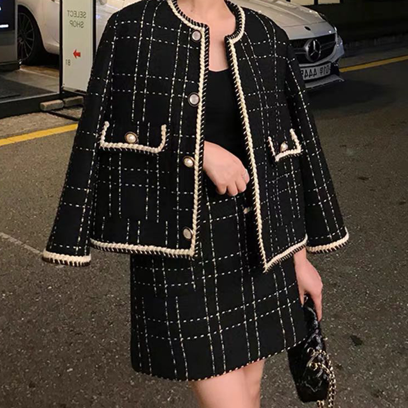 Street Fashion Jacket - Women Fried Street Tweed Suit 2023