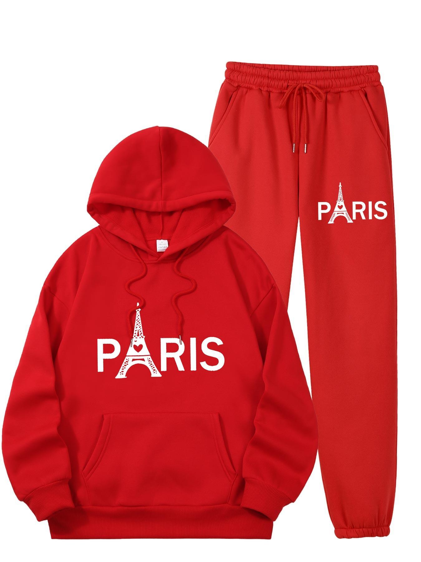 Street Fashion Men - Ladies Paris Eiffel Tower Printed 2Pcs