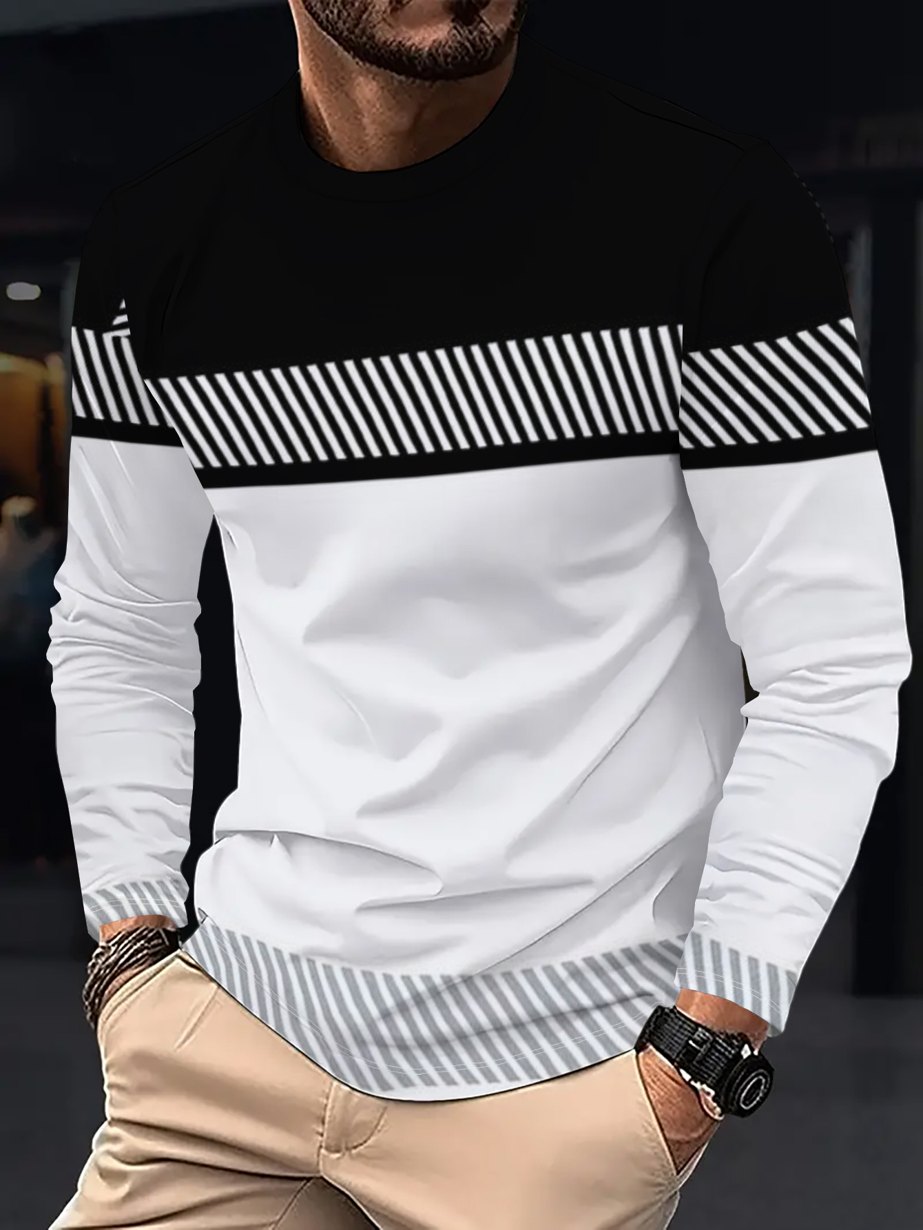 Street Fashion China - Men's geometric print casual long-sleeve, urban