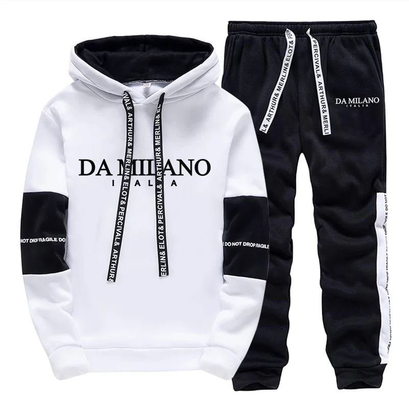 Street Fashion Hoodie - Black White Autumn Winter Men's Tracksuit