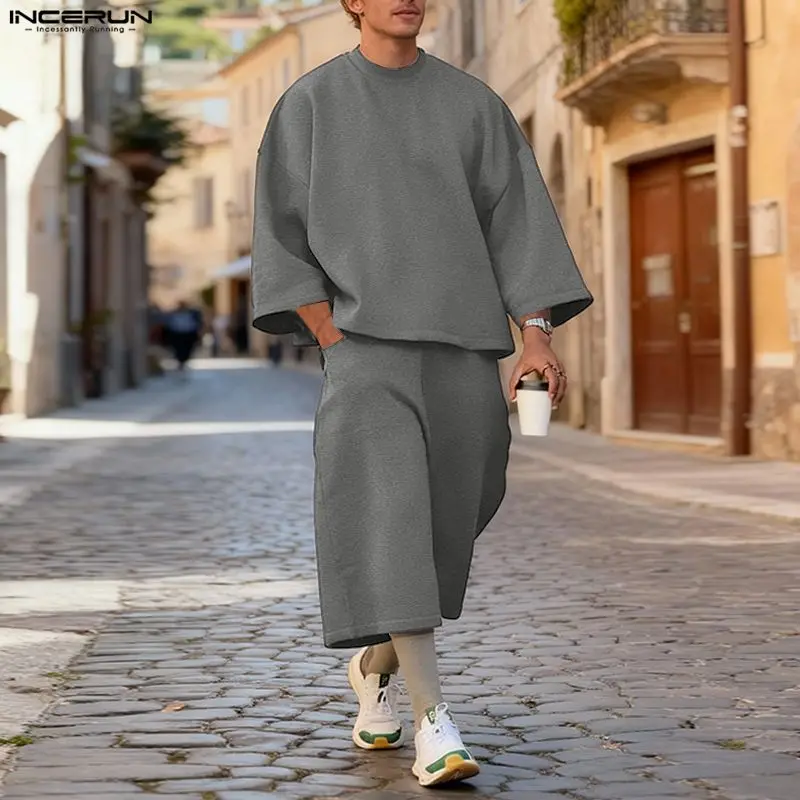 INCERUN Men Sets Solid Color B - đánh giá và giá Street Fashion Hoodie