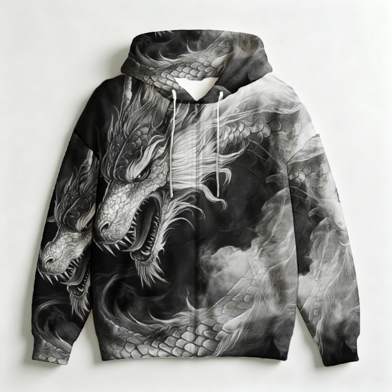 Men Zip Hooded Sweatshirt 3D A - đánh giá và giá Street Fashion Asian Men