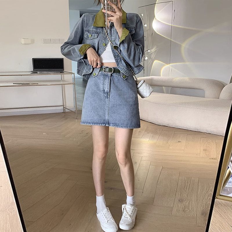 Denim Coats Mini Skirts Two Pi - đánh giá và giá Street Fashion Jacket