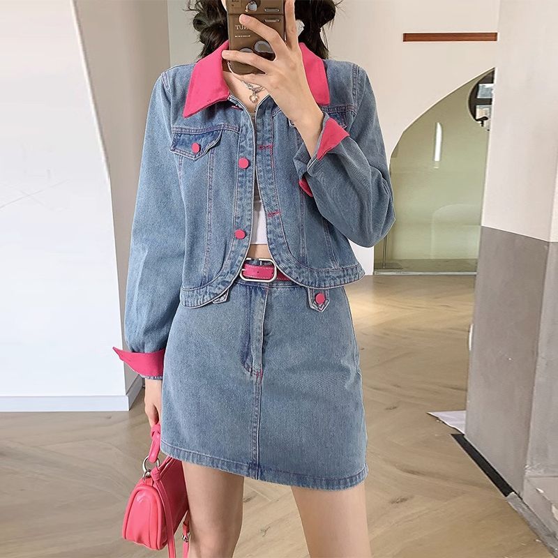 Denim Coats Mini Skirts Two Pi - đánh giá và giá Street Fashion Jacket