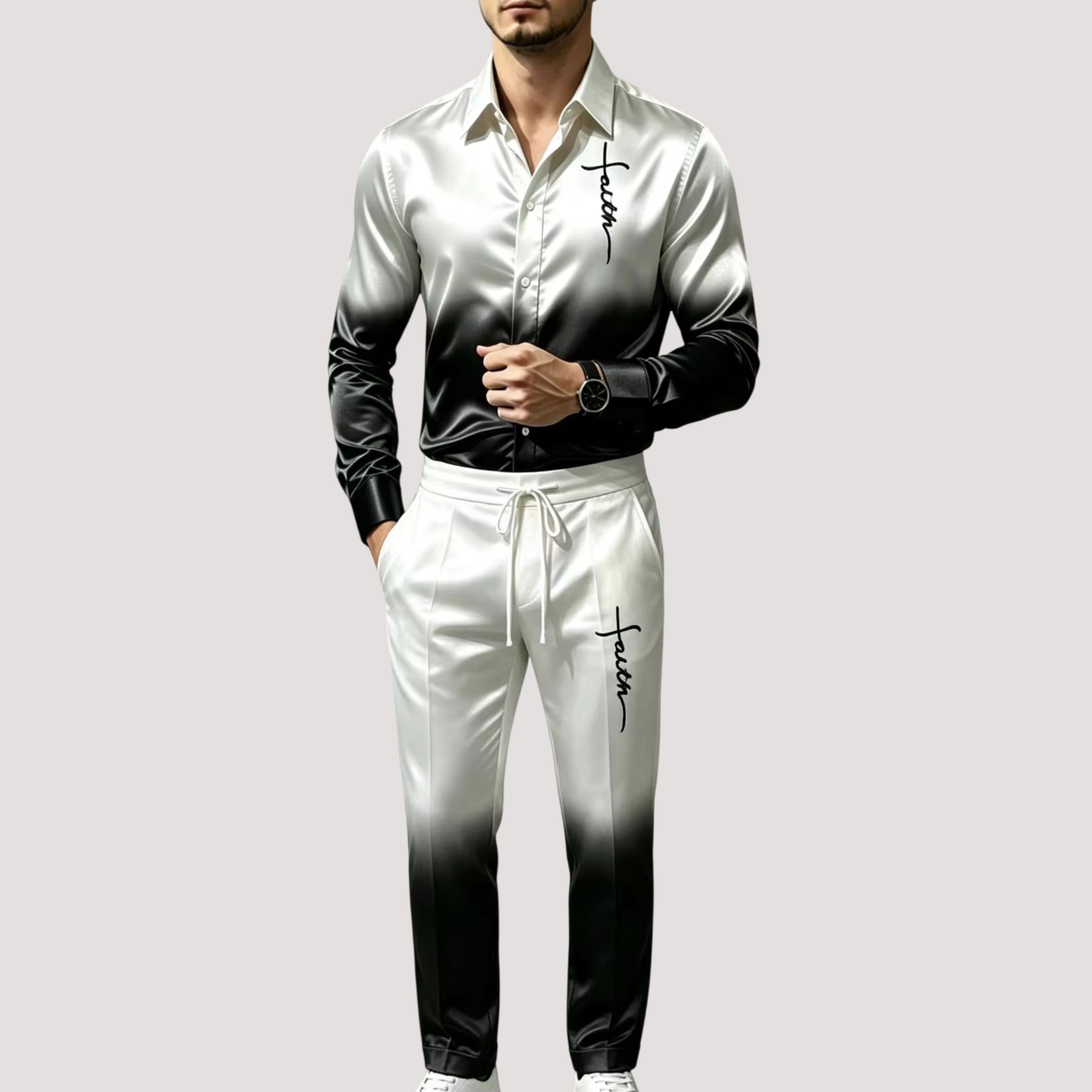 Men's Satin Silk Sports Suit T - đánh giá và giá Street Fashion Clothes