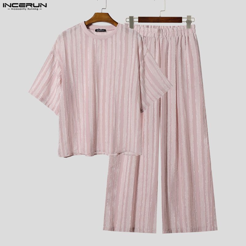 INCERUN Men's Sets Striped See - đánh giá và giá Street Fashion Clothes