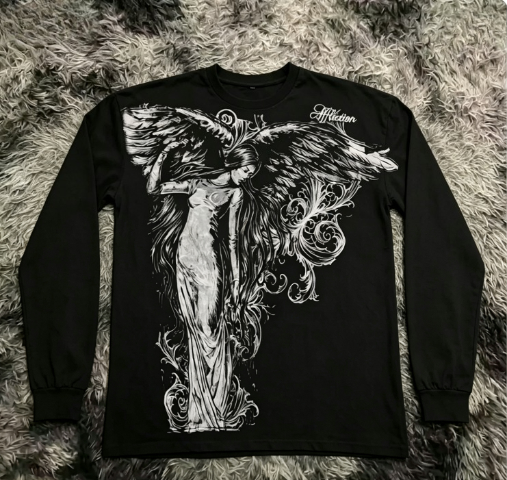 Gothic wing pattern long sleev - đánh giá và giá Street Fashion Clothes
